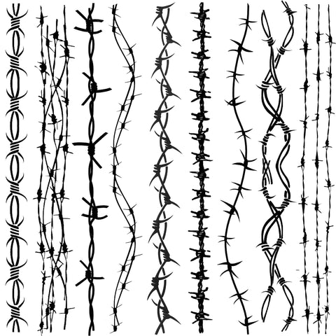 COKTAK 9 Sheets Halloween Barb Wire Tattoos Temporary, Fake Arm Tattoos Barbwire Sticker For Women Men Adults, Prison Barbed Wire Temporary Tattoos Costume Halloween Makeup Kit Party Rave Accessories