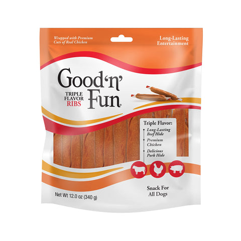 Good ÃƒÆ’Ã†â€™Ãƒâ€šÃ‚Â¢ÃƒÆ’Ã‚Â¢ÃƒÂ¢Ã¢â€šÂ¬Ã…Â¡Ãƒâ€šÃ‚Â¬ÃƒÆ’Ã‚Â¢ÃƒÂ¢Ã¢â€šÂ¬Ã…Â¾Ãƒâ€šÃ‚Â¢nÃƒÆ’Ã†â€™Ãƒâ€šÃ‚Â¢ÃƒÆ’Ã‚Â¢ÃƒÂ¢Ã¢â€šÂ¬Ã…Â¡Ãƒâ€šÃ‚Â¬ÃƒÆ’Ã‚Â¢ÃƒÂ¢Ã¢â€šÂ¬Ã…Â¾Ãƒâ€šÃ‚Â¢ Fun Triple Flavor Ribs, Rawhide Snack for All Dogs, 12 oz