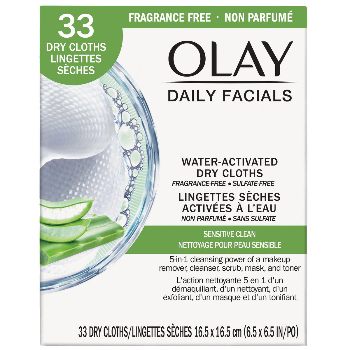 Olay Sensitive 4-In-1 Daily Facial Cloths, 33 Count (Pack Of 2)