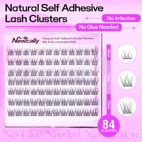 Self Adhesive Lashes Clusters Natural Look Lash Extension Reusable Self Adhesive Eyelashes No Glue Individual Lashes C Curl Eyelash Clusters Faux Mink Lashes by Newcally