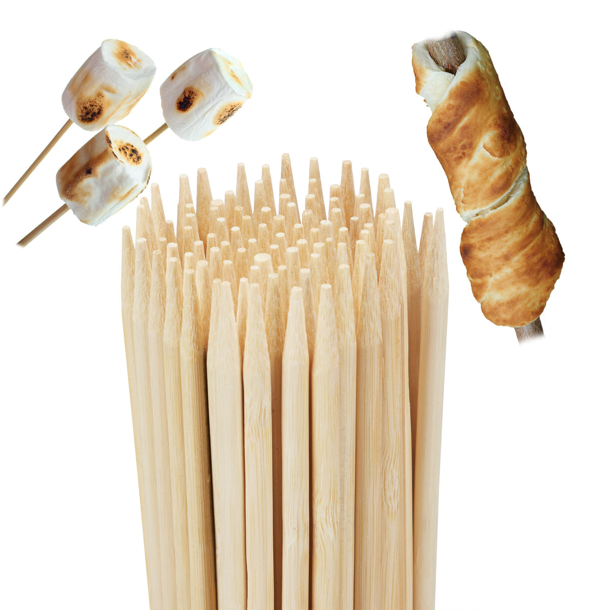 Relaxdays Bamboo Barbecue Skewers, Set of 100, For Bonfires and Marshmallows, Universal, 90 cm Long, Natural