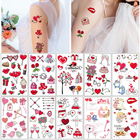 Temporary Tattoos for Women Wife, 105PCS Wedding Love Confession Couple Bridesmaid Romantic Party Body Stickers, Valentine's Day Fake Tattoos, Heart Flower Angel Decorations Gifts for Kids Boys Girls