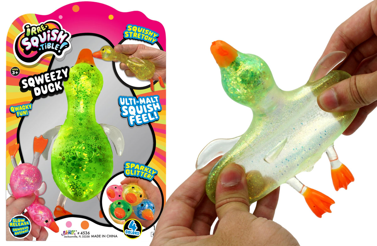 JA-RU Squishy Glitter Ducks (1 Stretchy Duck Toy) Kids Squishy Fidget Toys. Animal Stress Balls. Stress Relief Sensory Toys. Bulk Party Favors Easter Basket Stuffers. 4536-1s