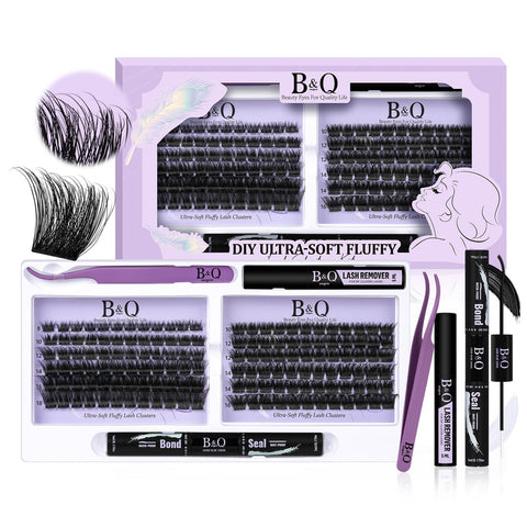 B&Q Lash Extension Kit F01 Eyelash Extension Kit 144 PCS Ultralight Eyelash Clusters Lash Clusters Kit 8-18MIX DIY Ultra-Soft Cluster Eyelash Extensions at Home with Lash Applicator Tools (Kit?F01)