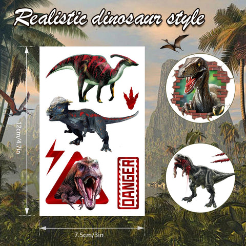 Konsait 24 Sheets Dinosaur Temporary Tattoos, Realistic Dinosaur Tattoos Long Lasting Dino Tattoos Fake Tattoos Boys Tattoos Dinosaur Party Favors Birthday Party Supplies For Boys And Girls 99 Pcs