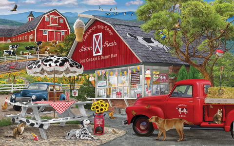 SUNSOUT INC - Dairy Bar - 1000 pc Jigsaw Puzzle by Artist: Bigelow Illustrations - Finished Size 19" x 30" - MPN# 31911