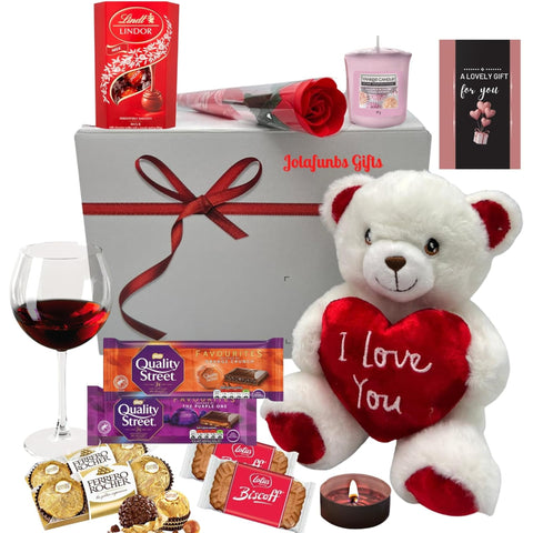 Valentine Hamper Gifts Chocolate Gift Include Ferrero Rocher,Lindt Chocolates,Scented Candles,Teddy Bear Love, Red Roses,&More- Anniversary,Mother Days,Birthday.