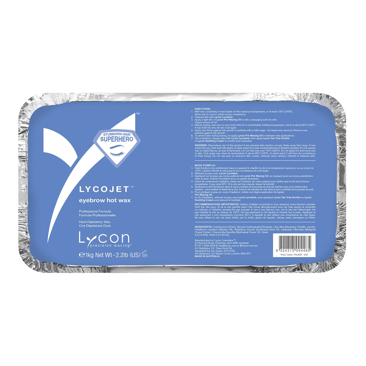 Lycon LycoJet Eyebrow Wax with Calendula and Chamomile - Stripless Hard Wax / 500 Grams - 17.6 oz.