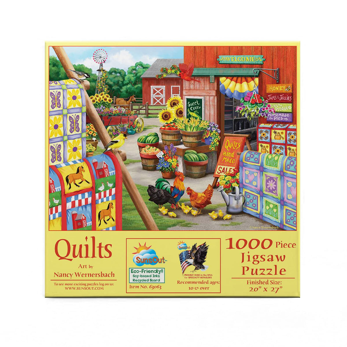 SUNSOUT INC - Quilts - 1000 pc Jigsaw Puzzle by Artist: Nancy Wernersbach - Finished Size 20" x 27" - MPN# 63063