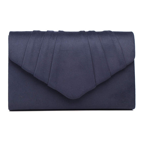 Labair Women's Evening Handbags Suede Evening Bag Velvet Clutch Bag Wedding Bridal Dress Purse,Navy Blue.