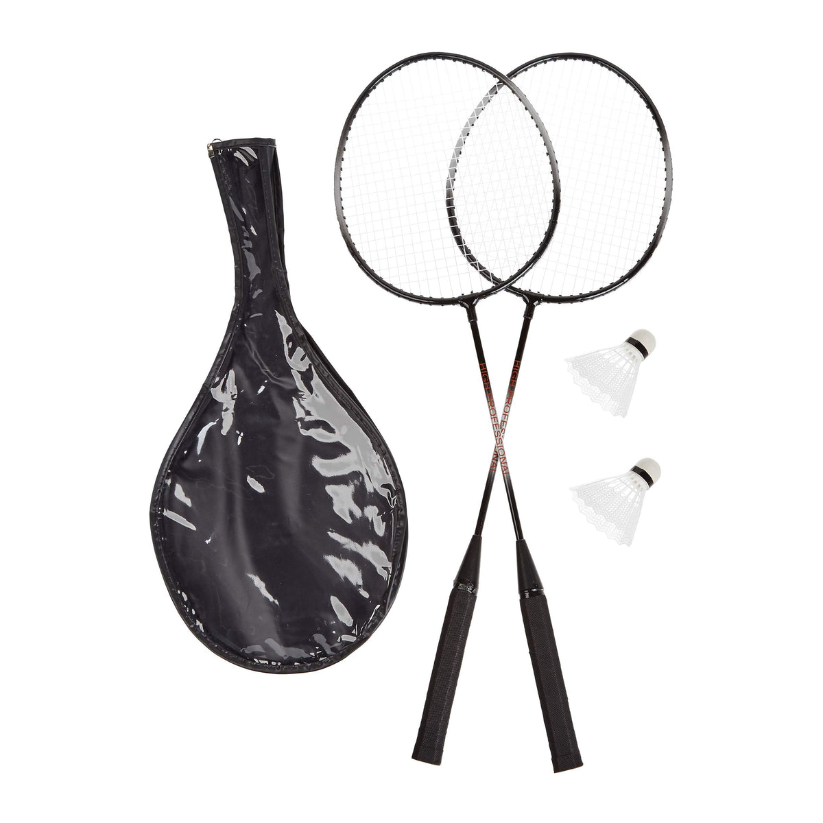 Relaxdays Badminton Set with Carrying Bag, 2 Robust Shuttlecocks and Rackets for Children/Adults, HxW 66 x 20 cm, Grey