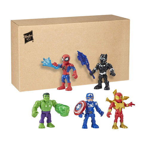 Marvel Super Hero Adventures 5-Inch Action Figure 5-Pack, Includes Captain America, Spider-Man, 5 Accessories (Amazon Exclusive)