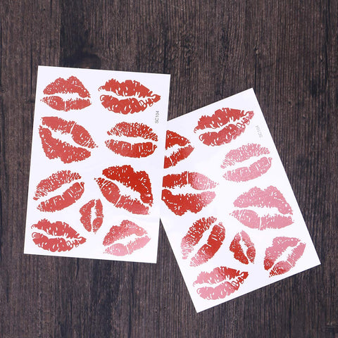 Red Lips Temporary Stickers 6Pcs Sugar Kisses Stickers Lips Stickers for Diy Decorating