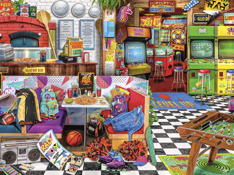 Buffalo Games - Aimee Stewart - Pizza Arcade - 1500 Piece Jigsaw Puzzle for Adults Challenging Puzzle Perfect for Game Nights