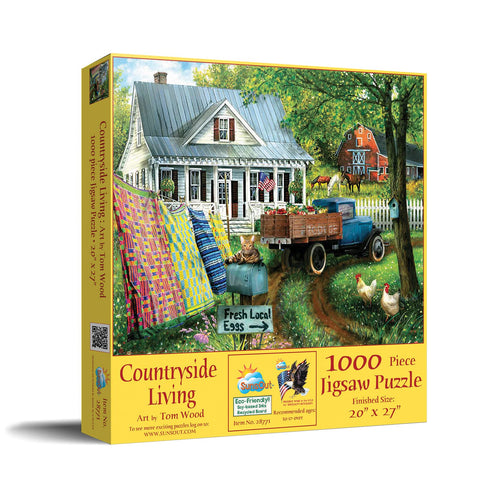 SUNSOUT INC - Countryside Living - 1000 pc Jigsaw Puzzle by Artist: Tom Wood - Finished Size 20" x 27" - MPN# 28771