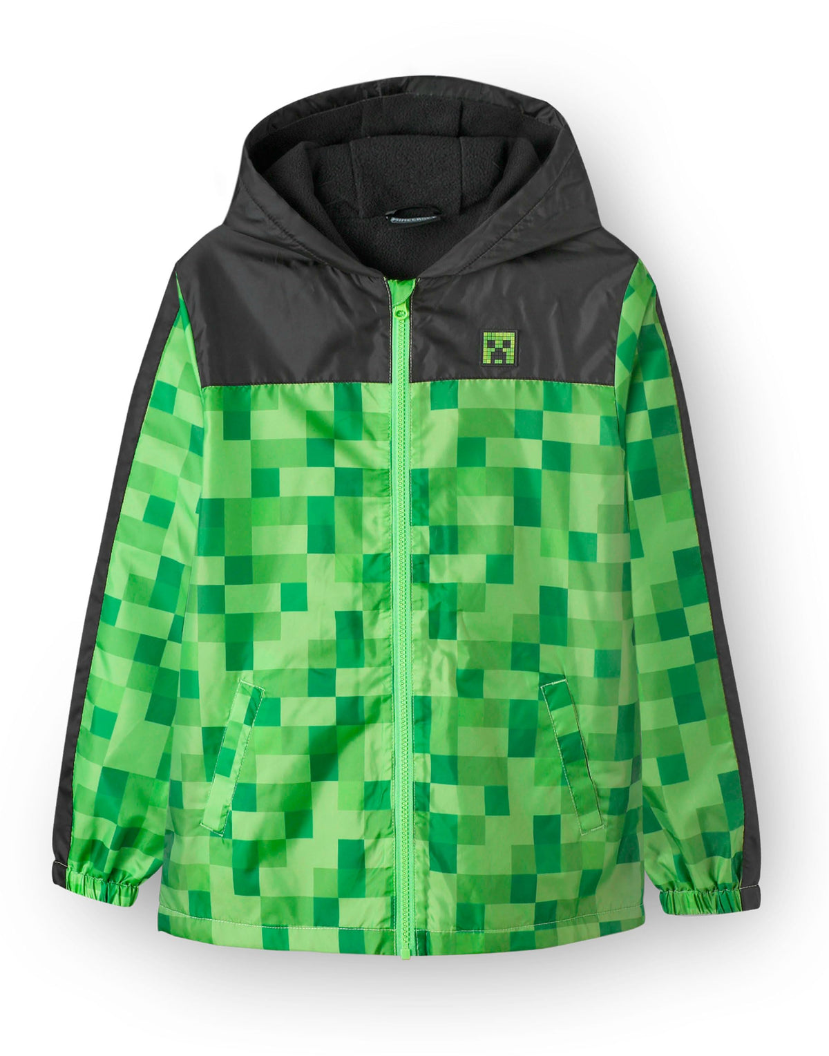 Minecraft Boys Jacket Waterproof Hoodie Creeper Fleece Lined Raincoat 9-10 Years