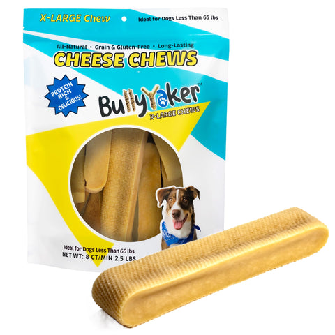 BULLYYAKER Cheese Chews: Himalayan Yak Cheese Dog Chews- Natural, Healthy & Long Lasting Dog Treats - Grain, Gluten & Lactose-Free Rawhide Alternatives, Extra Large Single Stick, 5 Oz