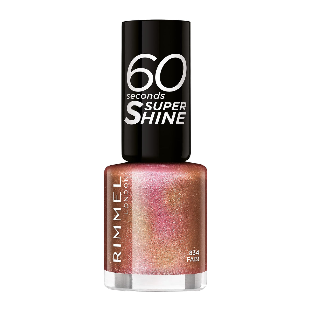 Rimmel 60 Seconds Glitter Nail Polish, 834 Fab, 8 ml