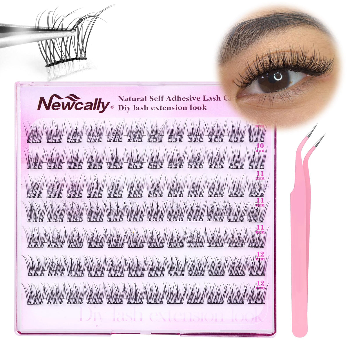 Self Adhesive Lashes Clusters Natural Look Lash Extension Reusable Self Adhesive Eyelashes No Glue Individual Lashes C Curl Eyelash Clusters Faux Mink Lashes by Newcally