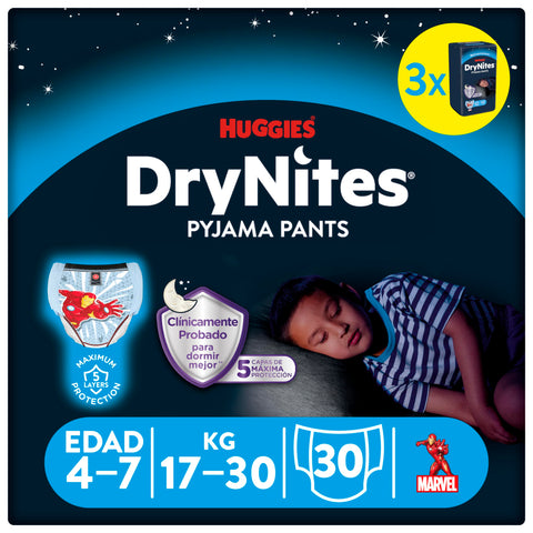 Huggies 4-7 Years DryNites Pyjama Pants Spiderman 30 per Pack, White