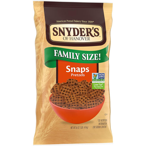 Snyder's of Hanover Pretzel Snaps, Family Size, 16 Oz Bag