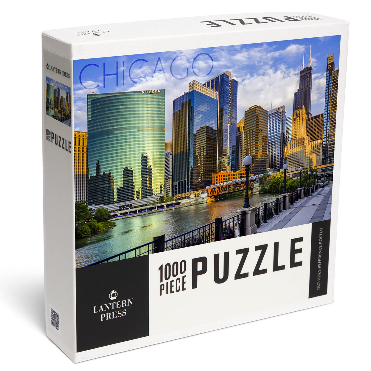 Chicago, Illinois, Skyline and River (1000 Piece Puzzle, Challenging Jigsaw Puzzle for Adults, Made in USA)