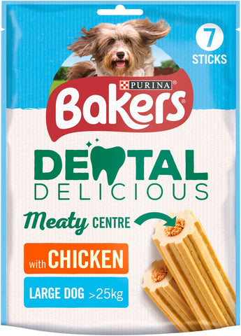 Bakers Dental Delicious Large Dog Treats with Flavoured Chicken, 270g