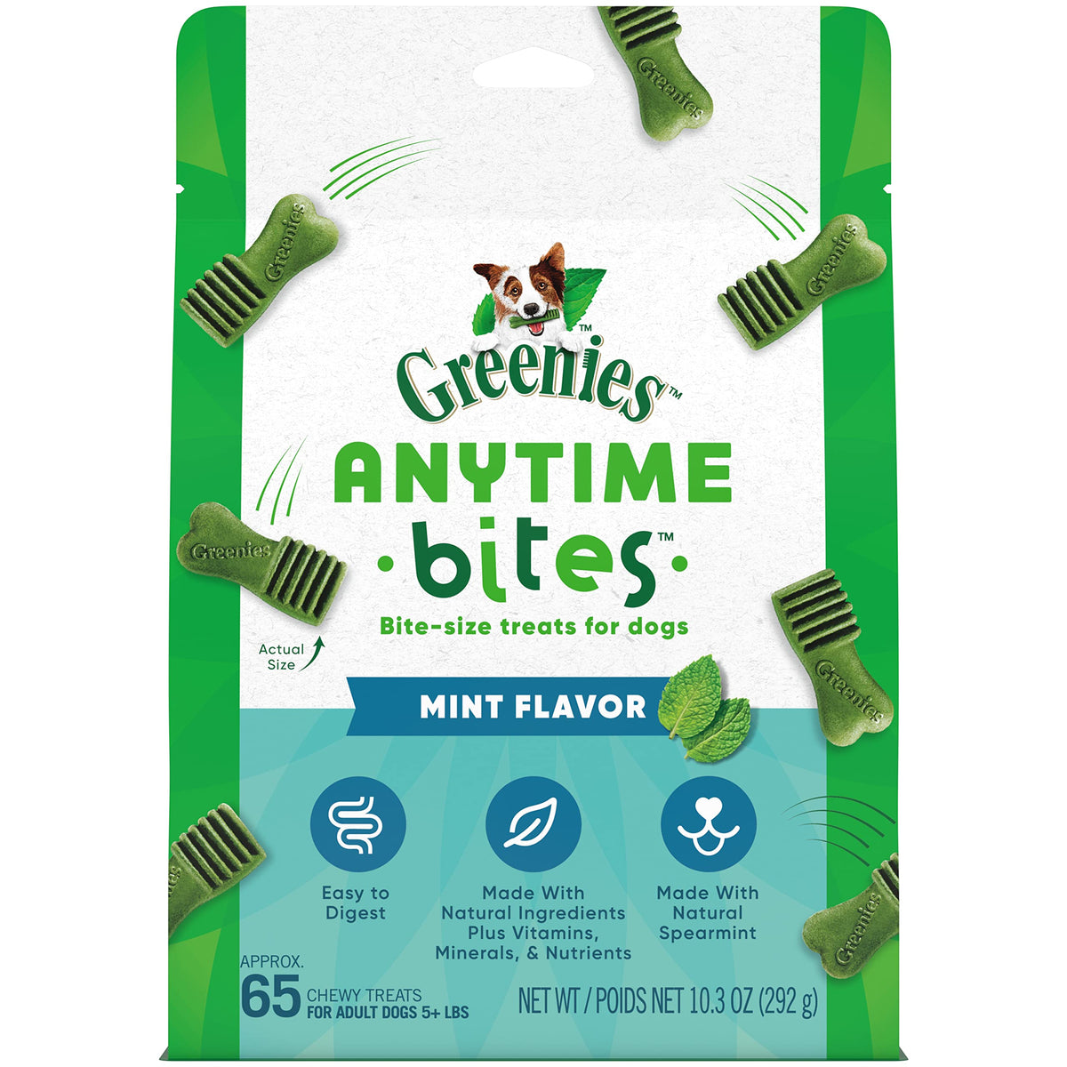 Greenies Anytime Bites Dog Treats, Mint Flavor, 10.3 oz. Bag