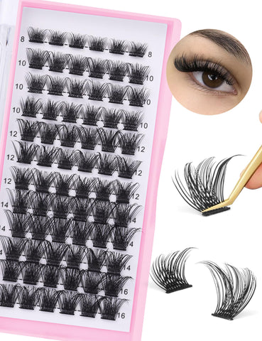 wiwoseo Lash Clusters 72Pcs Individual Lashes D Curl 8-16MM Eyelashes Cluster DIY False Eyelashes Natural Look Lashes at Home Lash Extension