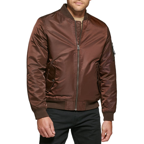 Levi's Men's Flight Satin Bomber Jacket, Dark Brown MA-1 Filled, XL