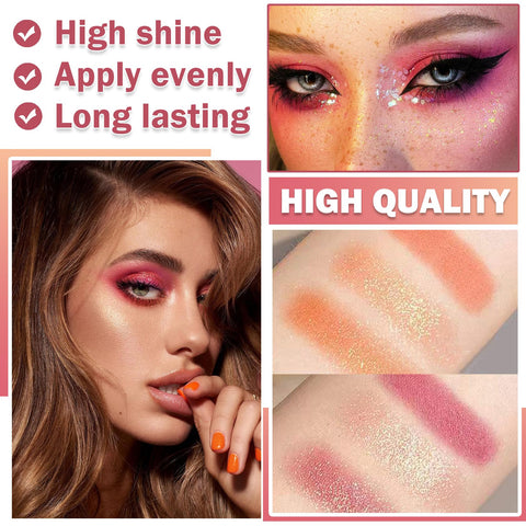 ZHISHUDL Double Color Eyeshadow Palette Matte Glitter Eyeshadow Makeup Palette High Pigment Eye Shadow Powder Soft Shimmer Eye Makeup - 02 Plum red