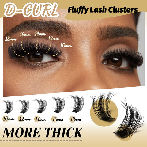 Veleasha Lash Clusters, 80D Fluffy Individual Lashes, 10-18mm D Curl Volume Eyelash Clusters, 192PCS Lash Extension, Thick Cluster Eyelash Extensions, Soft DIY Cluster Lashes at Home(S-80D,10-18MM)