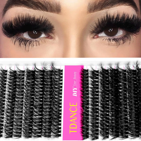 Fluffy Eyelash Extensions Kit With 280pcs Thick Cluster Lashes,60D 80D Individual Lashes, Lash Bond, Seal Glue, Applicator for Beginners(Kit-Fluffy-60D+80D-280PCS)