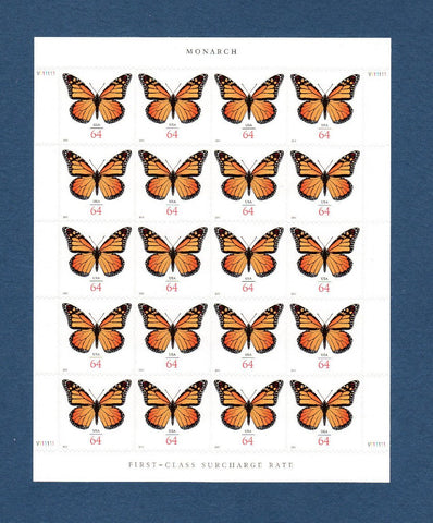 Monarch Butterfly Sheet of Twenty 64 Cent Stamps Scott 4462