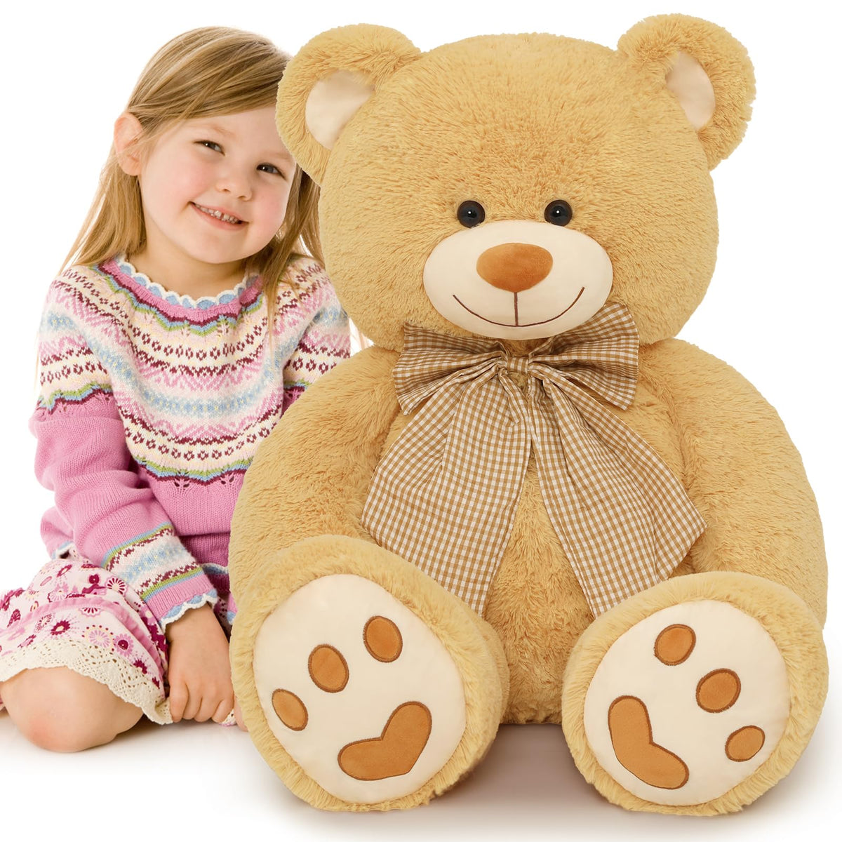 MorisMos Teddy Bear Stuffed Animal 40",Giant Teddy Bear Toy for Boy Girlfriend,Big Teddy Bear Plush,Large Teddy Bear for Boyfriend Girl ValentineÃƒÆ’Ã‚Â¢ÃƒÂ¢Ã¢â‚¬Å¡Ã‚Â¬ÃƒÂ¢Ã¢â‚¬Å¾Ã‚Â¢s Day Birthday,Brown Teddy Bear,Huge Teddy Bear