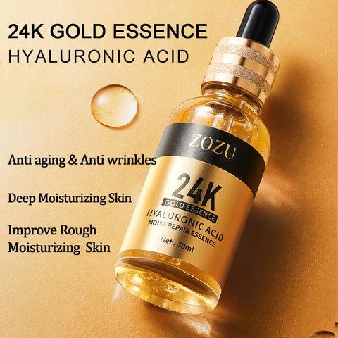 24K Facial Skin Care Sets, Skin Care Products Set: Cleanser, Serum, Eye Cream, Mask, Skincare Routine Set for Women, Hyaluronic Acid Serum Face Care Kit for Dry Skin Long-Lasting Moisturizing