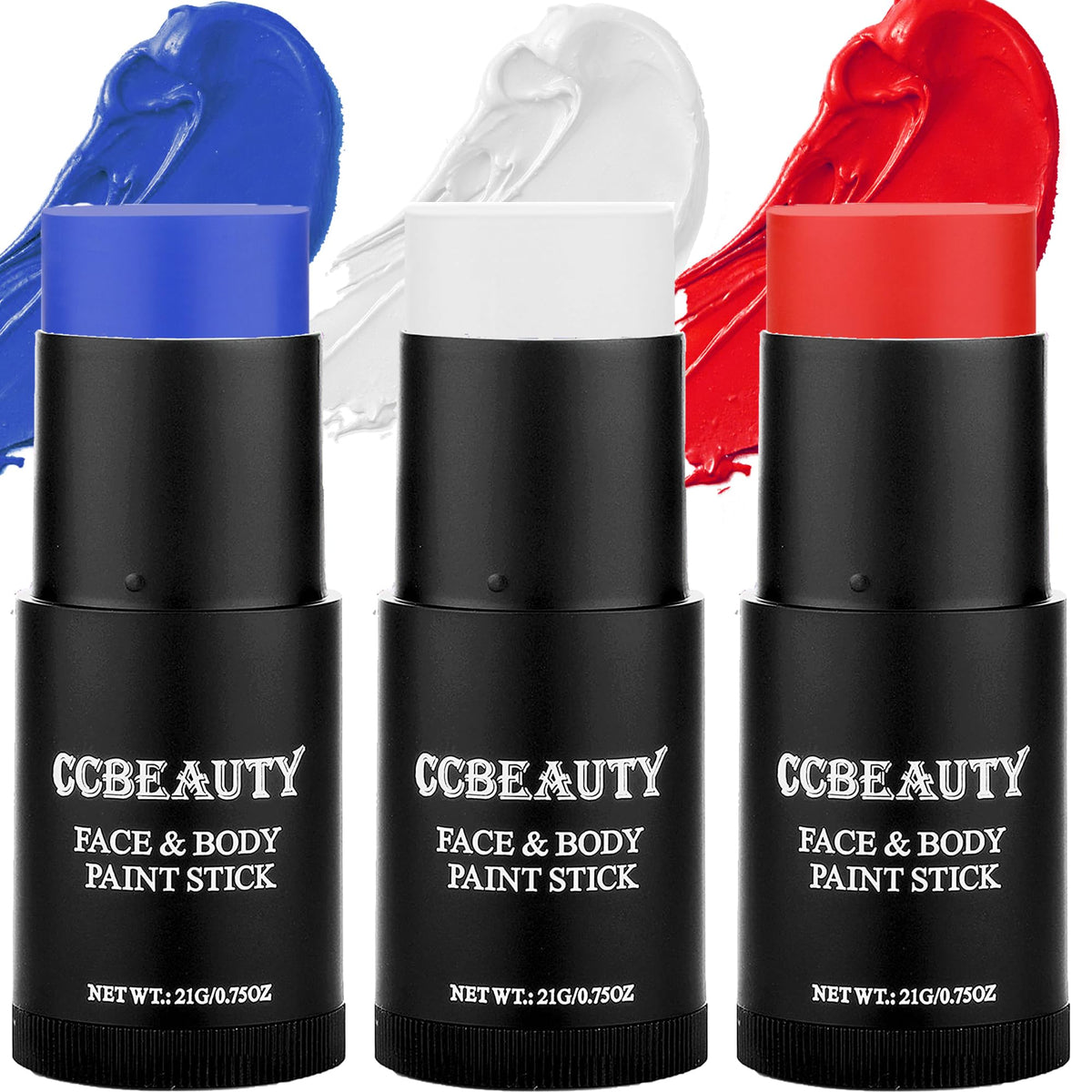 CCbeauty Halloween Clown Red White Blue Face Body Paint Makeup,Cream USA Flag Face Painting America's Patriotic Veterans Events 4th of July Pride Independence Day, Joker Makeup Cosplay Costume Parties