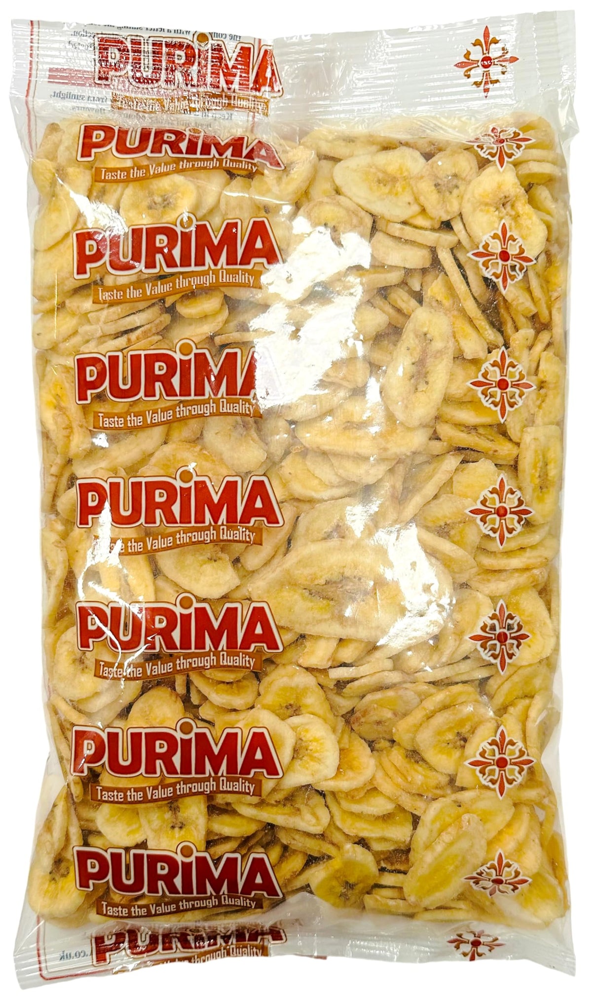 Banana Chips 1kg - Dried Banana Slices Natural Fruit Crispy Sweet Sweetened Crunchy Snack Dehydrated Dry - Ready to Eat - Large Bulk Bag - Vegan - PURIMA