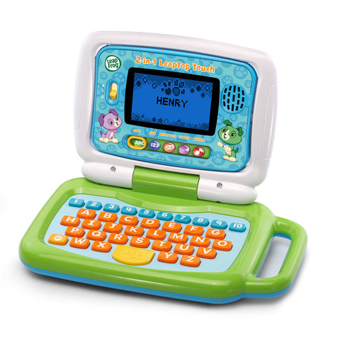 VTech LeapFrog 2 in 1 LeapTop Touch Laptop, Green, Learning Tablet for Kids with 10 Modes of Play, with Letters, Numbers, Vocabulary and Animals, Toy Laptop for Kids Ages 2 Years +