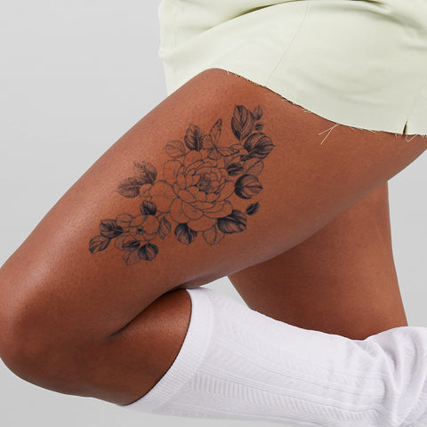 Inkbox Temporary Tattoos, Extra-Large Semi-Permanent Tattoo, One Premium Easy, Long Lasting, Water-Resistant Temp Tattoo with For Now Ink - Lasts 1-2 Weeks, Flower Tattoo 5.5x9 in, Moody Bloom