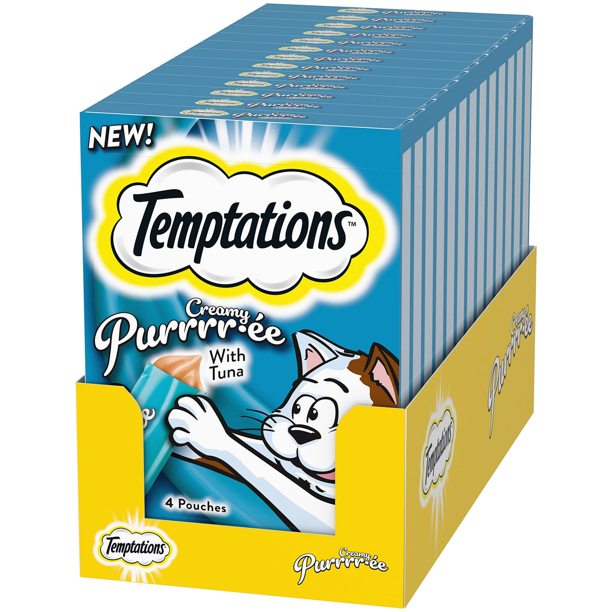 Temptations Creamy Puree with Tuna Lickable, Squeezable Cat Treats, 0.42 Oz Pouches, 4 Count (Pack of 11) - Total 44 Count