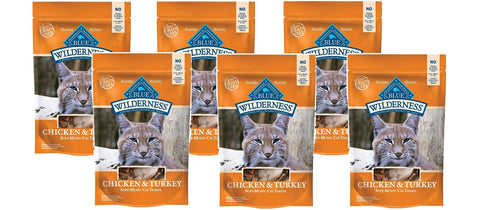 Blue Buffalo 6 Pack of Wilderness Chicken and Turkey High Protein Soft Cat Treats, 2 Ounces Per Pack