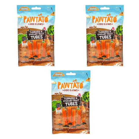 Benevo Pawtato Turmeric & Chicory Root Tubes Dog Chews, 90g - 3 Pack