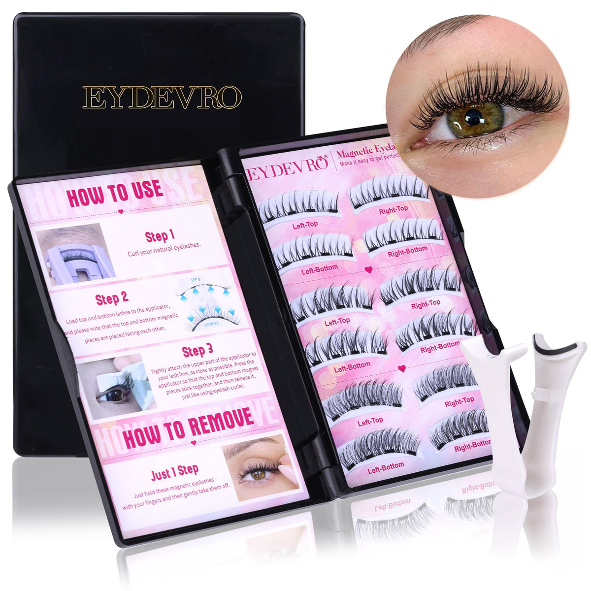 Magnetic Eyelashes, 3 pairs Magnetic Lashes with Applicator Magnetic Eyelashes Natural Look Mixed 3 Styles Wispy Eyelashes with Magnets No Glue Needed Magnetic Eyelashes Kit with Instruction