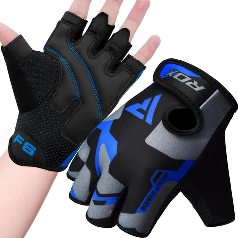 RDX Gym Weight Lifting Gloves Workout Fitness Bodybuilding Breathable Powerlifting Wrist Support Training Exercise, Blue, L