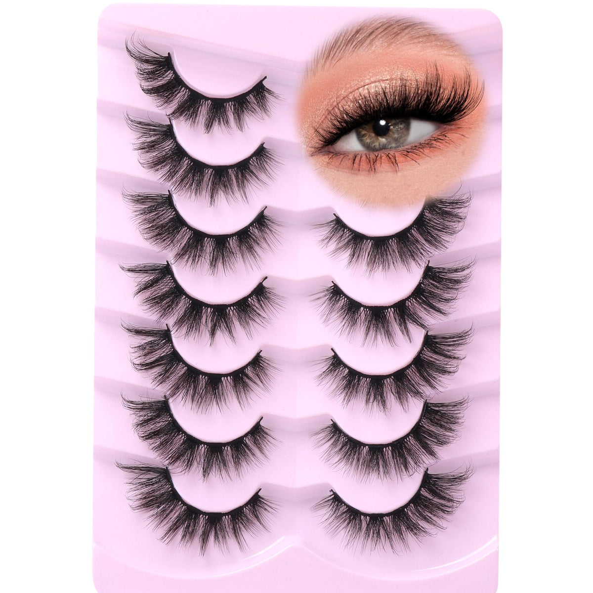 False Eyelashes Fluffy Cat Eye Lashes 7 Pairs Fake Eyelashes Mink Lashes Wispy False Lashes Pack by Ruairie