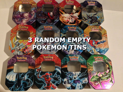 Three (3) Random Empty Pokemon TINS - Super Variety! Great Collectors Item!