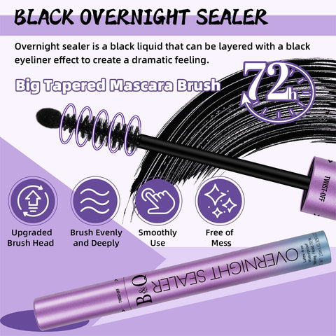 B&Q Lash Seal 10ml Overnighter Lash Sealer for Cluster Lashes Waterproof Lash Sealant for Eyelash Extension Lash Extension Sealant Long Lasting Lock the Lash Bond (Black Seal 10ml)