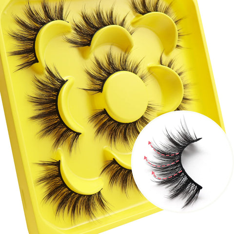 Veleasha Eyelashes Cat Eye Lashes Soft False Eyelashes Lightweight Wispy Lashes Natural Look Fluffy Fake Eyelashes Handmade False Lashes 5 Pairs Eye Lashes Pack | 54