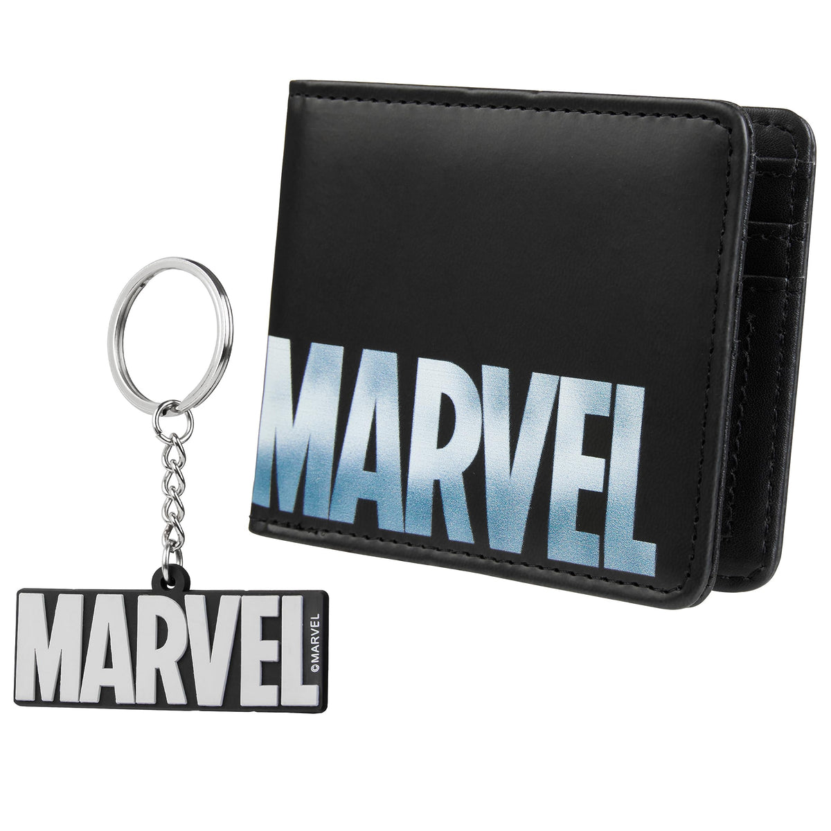 Marvel Card Wallet and Keyring Set for Men Teenagers - Card Slots ID Pocket Groot Mens Wallet - Gifts for Men (Multicolour Marvel)